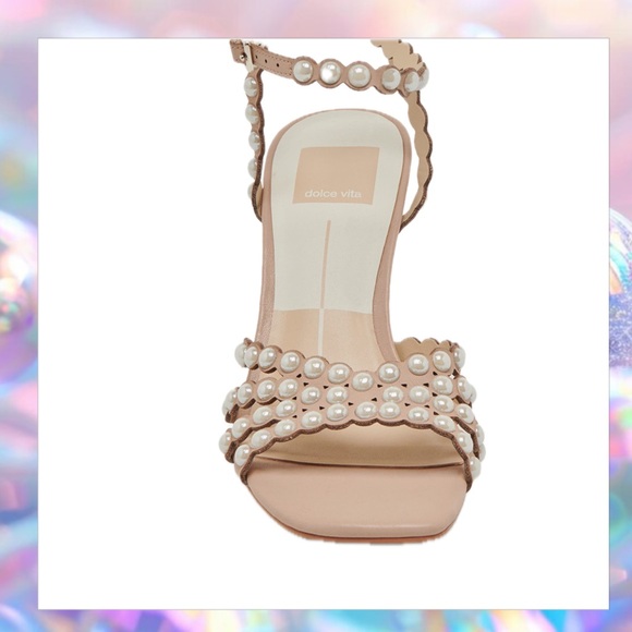 Dolce Vita Pearl-Embellished Nude Heels Size 7 New - Picture 2 of 8